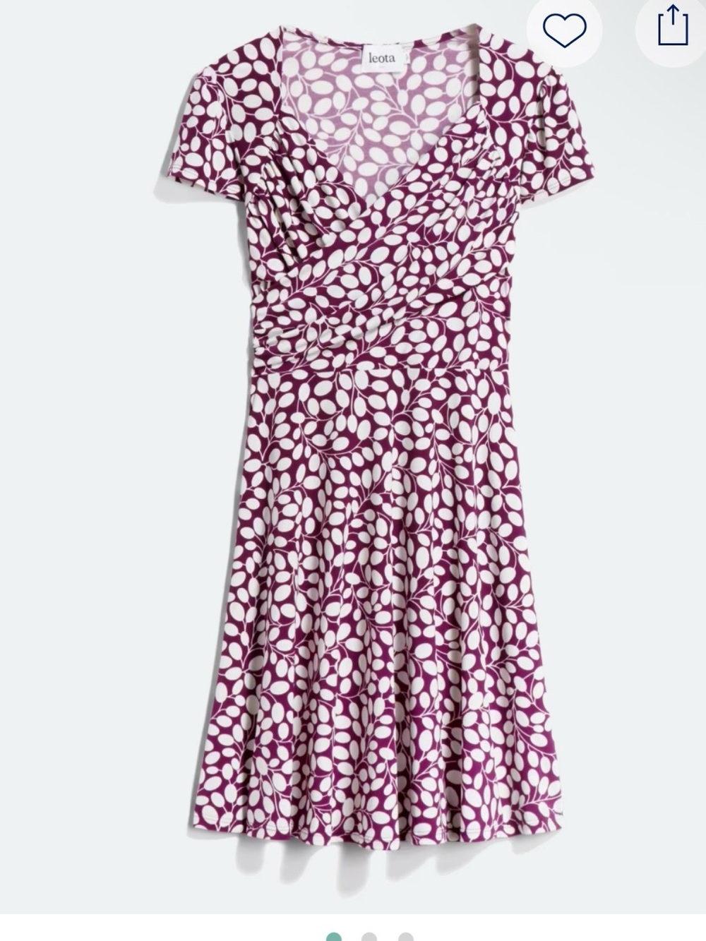 Leota Purple/Burgundy Midi-Dress with  a White Leaf-Print